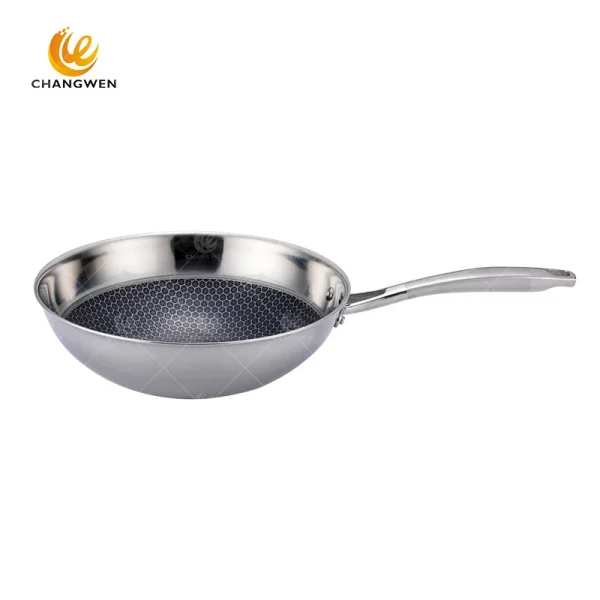 Honeycomb Stainless Steel Non Stick Wok Manufacturer
