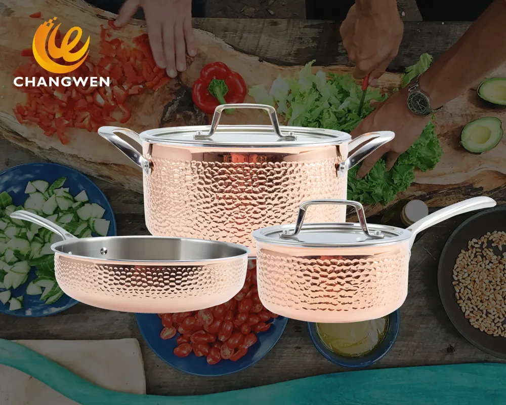 Hammered stainless steel cookware