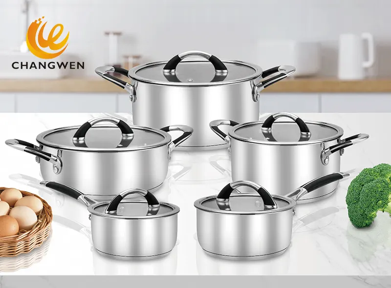 pots and pans stainless steel set